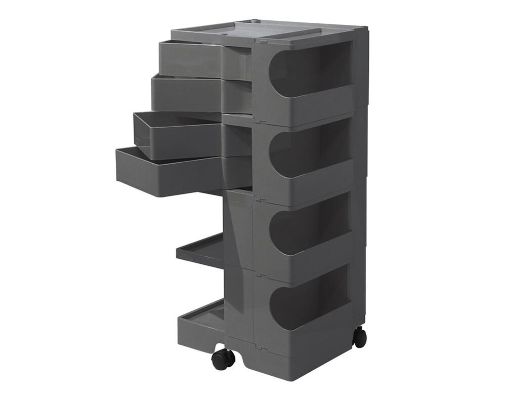 BobyWagon/ボビーワゴン 4段4トレイ トルネードグレー Joe Colombo/ジョエ コロンボ(ジョーコロンボ )デザイン 1990年 B-line/ビーライン イタリア製 midcentury/ミッドセンチュリー家具 収納ワゴン キャスター 正規品保証 インナートレイ1点付属【正規代理店】【新品】