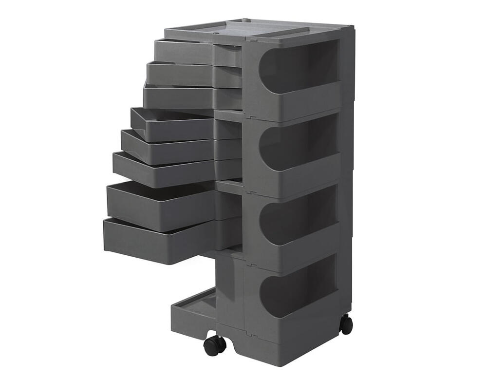 BobyWagon/ボビーワゴン 4段8トレイ トルネードグレー Joe Colombo/ジョエ コロンボ（ジョーコロンボ ）デザイン 1990年 B-line/ビーライン イタリア製 midcentury/ミッドセンチュリー家具 収納ワゴン キャスター 正規品保証 インナートレイ1点付属【正規代理店】【新品】