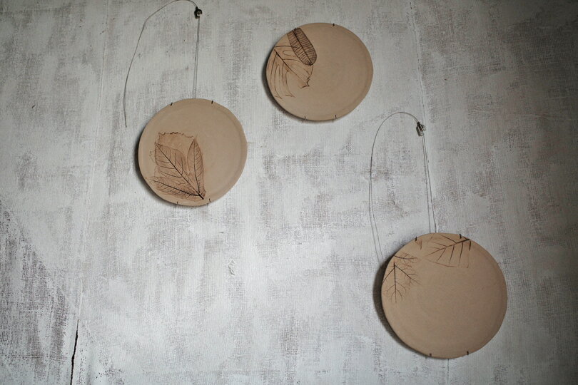 アートソーサー3点セット カッシーナにて購入品 cassina 陶器 装飾アート 植物モチーフ 葉っぱ 植物デ..