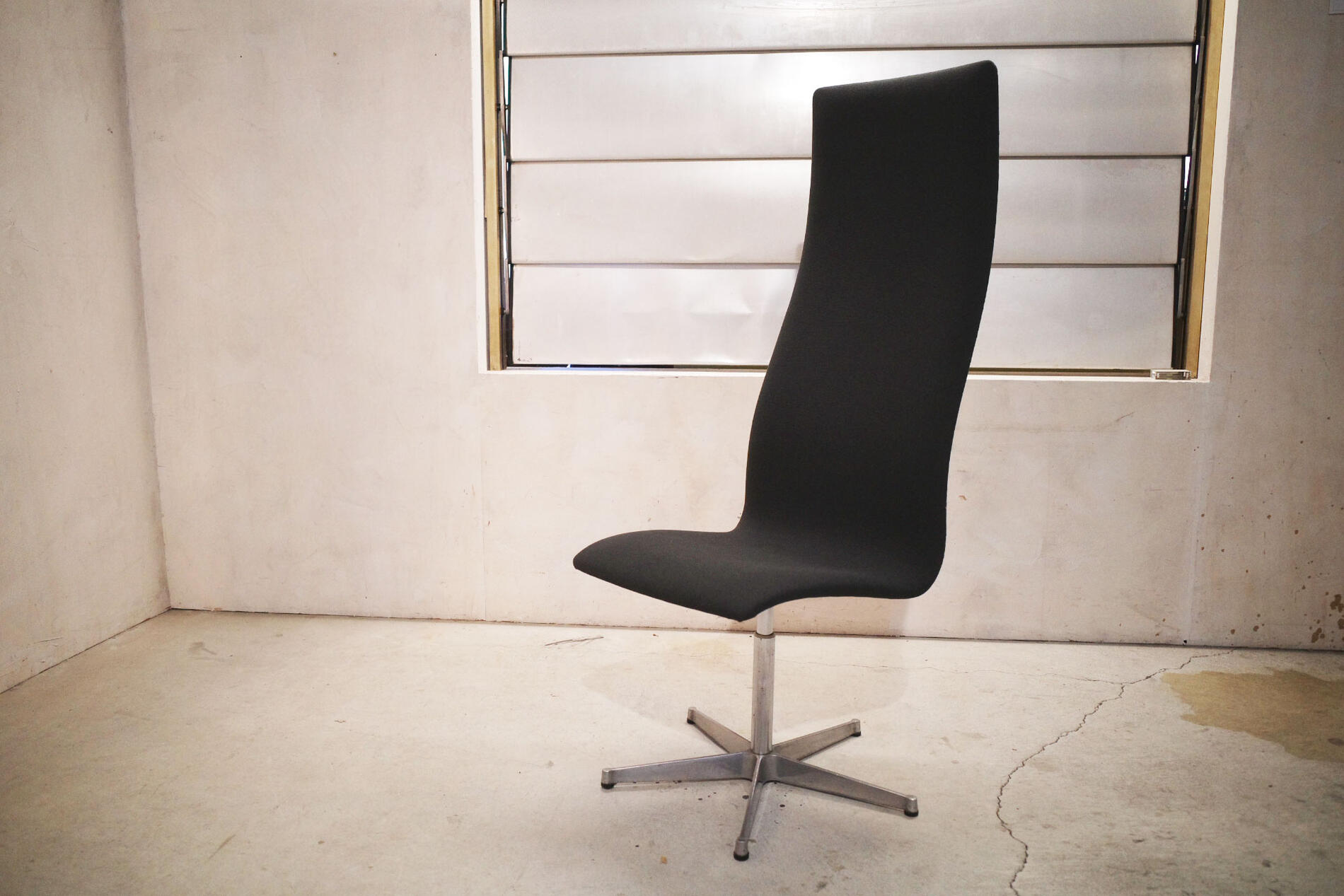 Arne Jacobsen/アルネヤコブセン デザイン OXFORD CHAIR /オックスフォード アームレスチェア Fritz Hansen/フリッツハンセン ファブリック ミッドセンチュリーデザイン 家具 ハイバックチェア 回転イス 椅子 チェア デンマーク家具 オフィス Vintage/ヴィンテージ 4【中古】