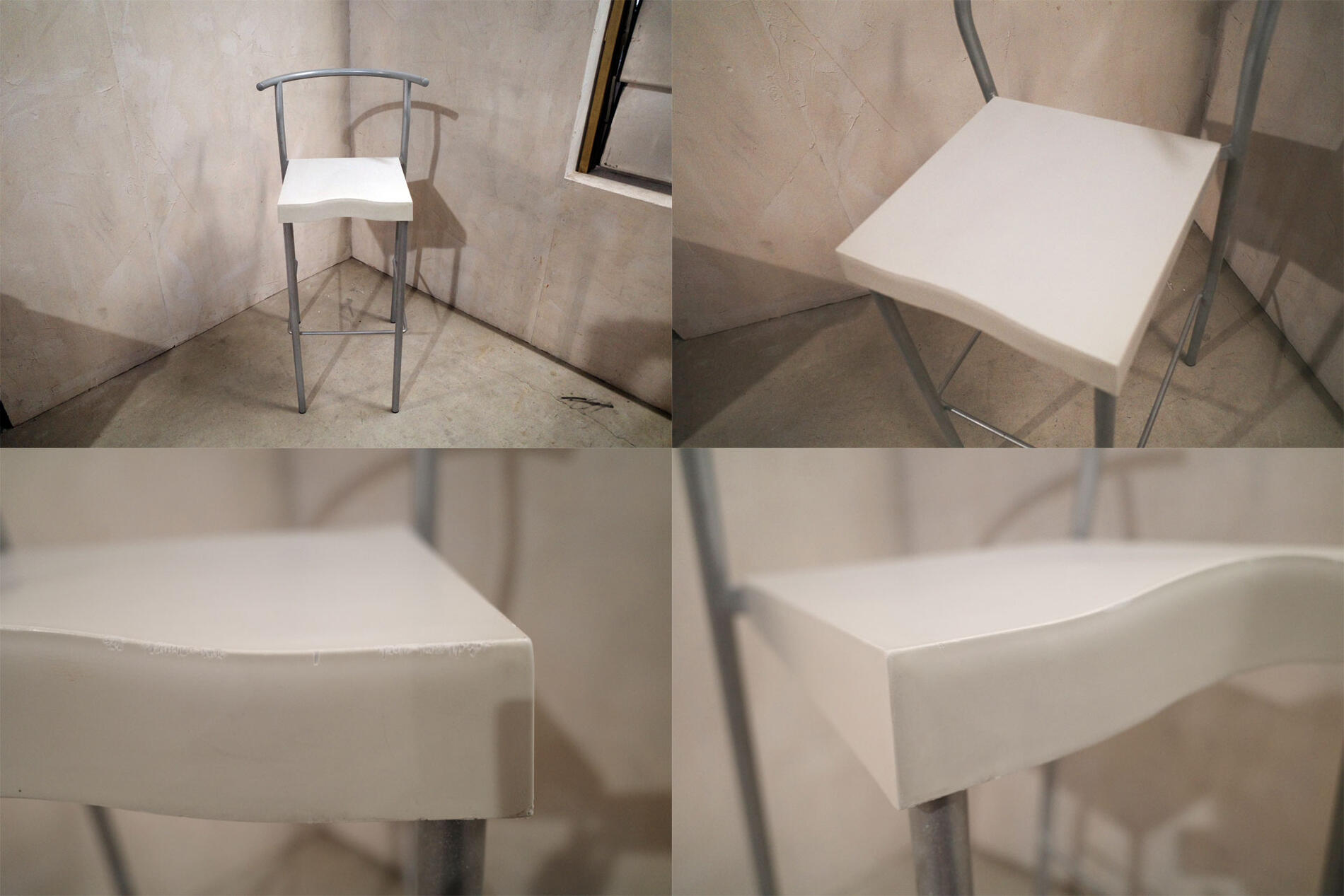 90年代 Dr Glob Hi glob/ハイグロブ 白 ホワイト kartell/カルテル Philippe Starck/フィリップスタルクデザイン イタリア製 ハイスツール ハイチェア イス 椅子 家具 屋外使用可能 スタッキングチェア Postmodern design/ポストモダンデザイン カウンターチェア【中古】