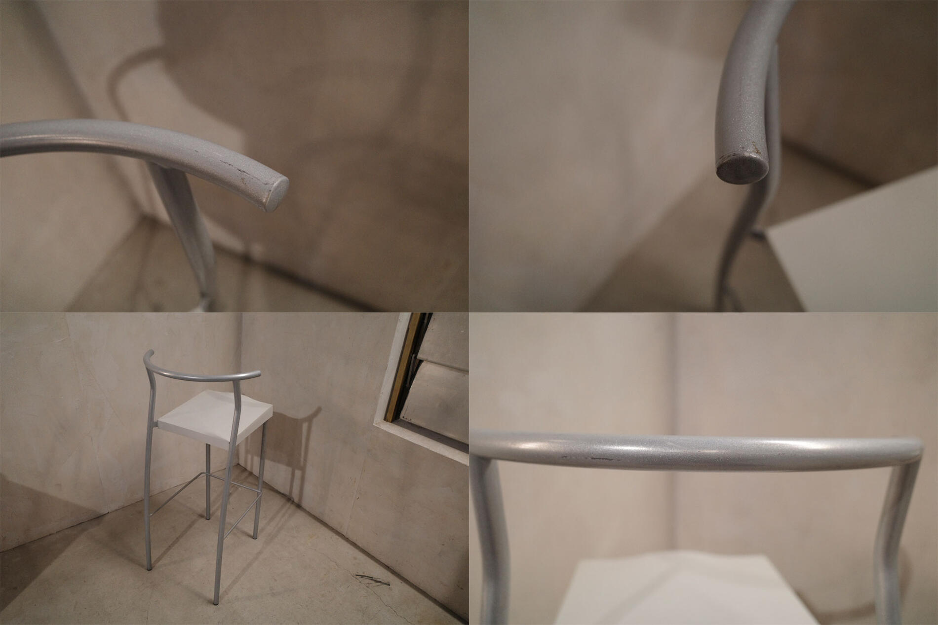 90年代 Dr Glob Hi glob/ハイグロブ 白 ホワイト kartell/カルテル Philippe Starck/フィリップスタルクデザイン イタリア製 ハイスツール ハイチェア イス 椅子 家具 屋外使用可能 スタッキングチェア Postmodern design/ポストモダンデザイン カウンターチェア【中古】 [2]