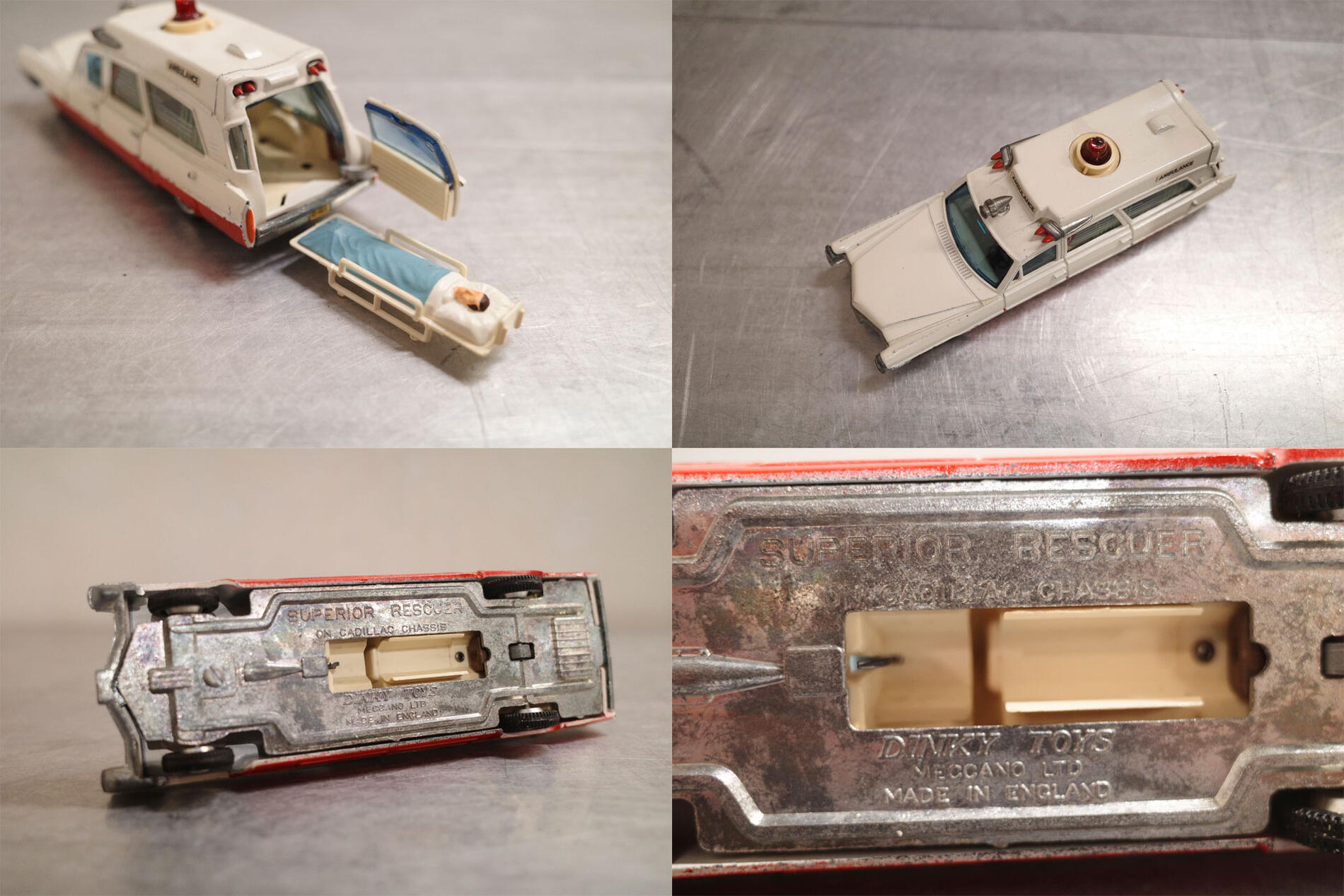 アンダーグラウンドのVintage/ヴィンテージ DINKY TOYS/ディンキー トイズ社製 Made in ENGLAND/イングランド製 SUPERIOR RESCUER CADILLAC CHASSIS/キャデラック 救急車 MECCANO LTD 廃盤希少品 ミニカー クラシックカー 車 ミニチュア オブジェ 飾り物 小物 Antique/アンティーク 027【中古】｜アングル3