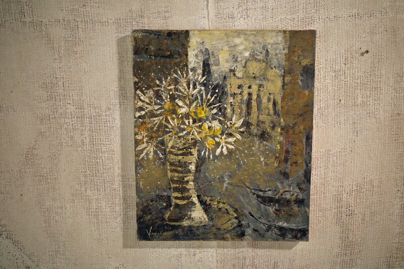 柳下義一 窓辺の花 上野の森美術館展 太陽美術協会 真作 本物保証 油絵 オイル oil アクリル 美術品 絵画 サイン アート art 直筆画 直筆 1点物 画廊 ポスター 作家物 店舗ディスプレイに 抽象画【中古】 2