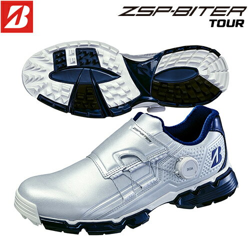 BRIDGESTONE GOLF 【 ブリヂストン 】 ZSP-BITER TOUR SH2401 SB メンズ ゴルフ シューズ 【 2024年モデル 】 シルバー×ブルー 3E スパイクレス ゼロ スパイク バイター ツアー 防水 BOA その1