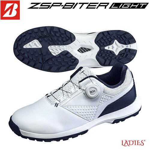 BRIDGESTONE GOLF 【 ブリヂストン 】 ZSP-BITER LIGHT SH2408 WN レディース ゴルフ シューズ 【 2024年モデル 】 ホワイト×ネイビー 3E スパイクレス ゼロ スパイク バイター ライト 軽量 防水 BOA その1