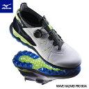 MIZUNO 【 ミズノ 】 ウエーブ ハザード プロ ボア シューズ メンズ 51GM2270 【2022年モデル】 WAVE HAZARD PRO BOA 男性用 ホワイト×ライム 35 【3E相当】 スパイクレス 人工皮革 BOA 耐久性 快適性 スムーズな着脱 ゴルフシューズ