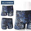 HELLO DENIMOON デニムーン ボクサーパンツ メンズ 蒸れない 伸びる 綿 下着 ブランド おしゃれ 締め付けない 派手 人気 おすすめ デニム プレゼント かわいい かっこいい 大きいサイズ 誕生日 スポーツ 柄 春 夏 秋 冬 敬老 父の日 ブラック ブルー 総レース F XL d0035