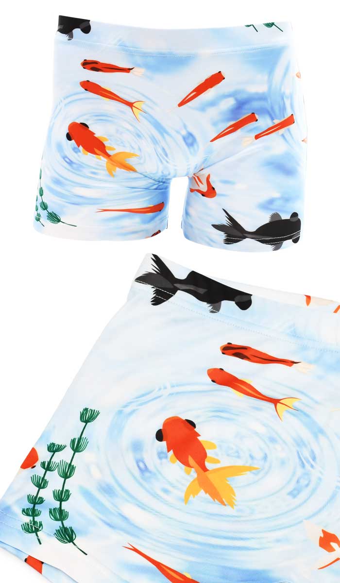 【金魚 夏のお祭りの風水】 おもしろ お土産 派手 ボクサーパンツ メンズ F XL 蒸...