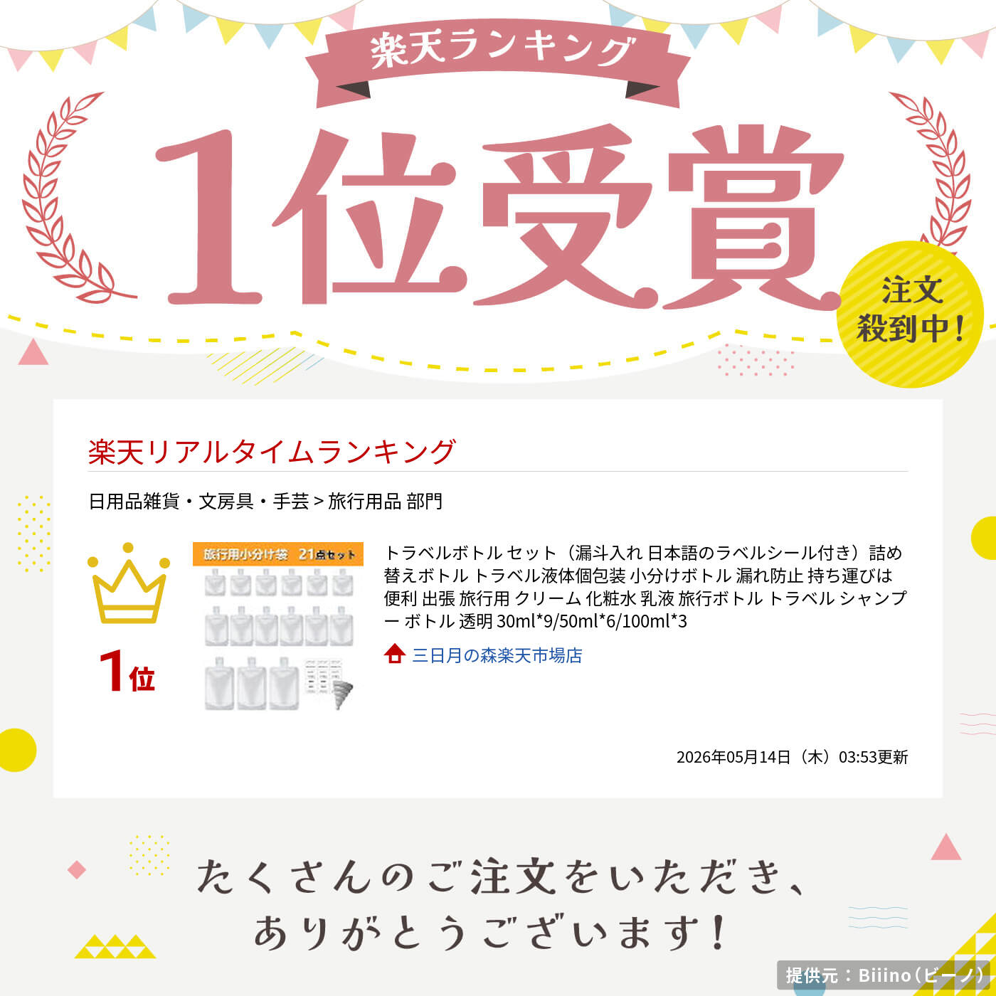 トラベルボトル セット(漏斗入れ 日本語のラベ...の紹介画像2