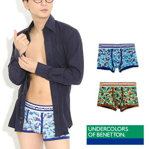 BENETTON ベネトン カモフラニットボクサーパンツ メンズ 前閉じ グリーン シアン M L AC5061B105