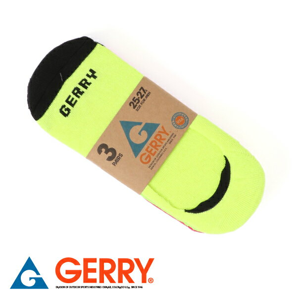GERRY（ジェリー） フットカバー蛍光ソックス 3足セット メンズ アソートA 25?27cm AD8081A319