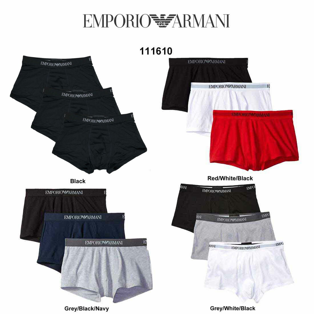 EMPORIO ARMANI(エンポリオアルマーニ)ローライズボクサー 3枚セット お買い得 パック 111610