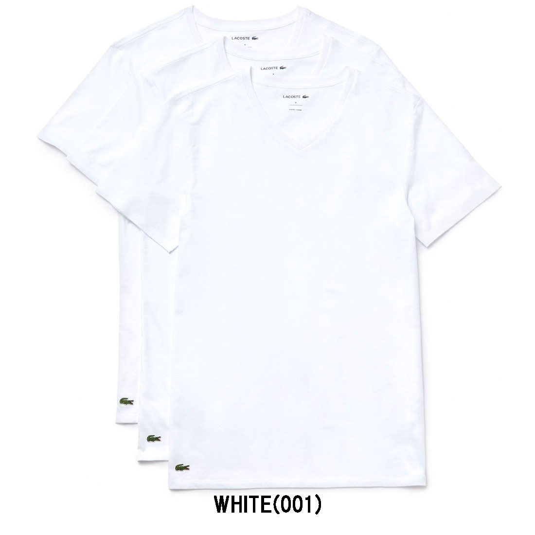 LACOSTE(ラコステ)Vネック 無地 インナー Tシャツ ワンポイント 3枚組 半袖 メンズ TH3374