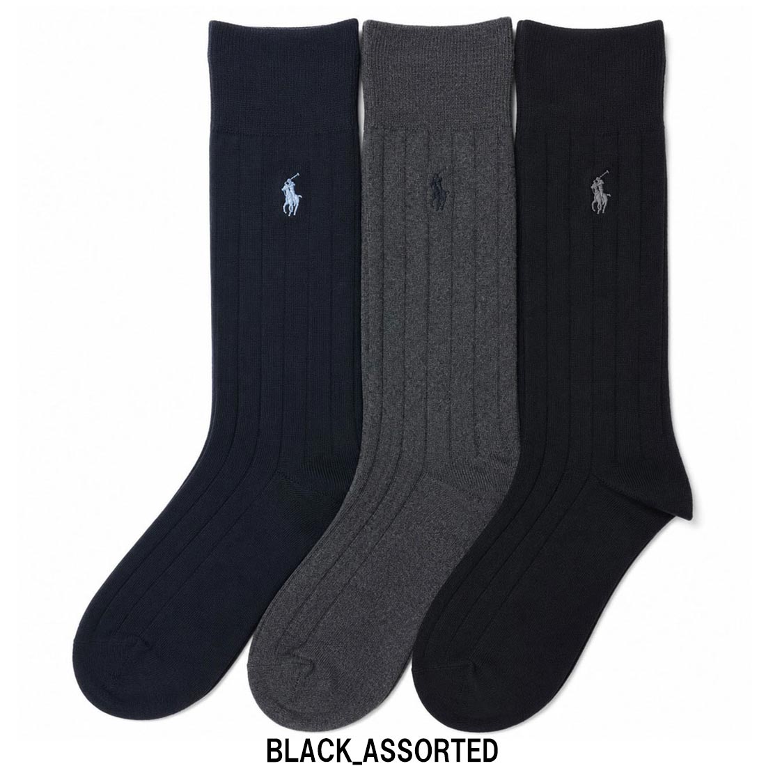 POLO RALPH LAUREN(ポロ ラルフローレン)メンズ ビジネス ソックス 3足セット ワンポイント ロゴ オススメ 人気 無地 男性 靴下 8092PK - 2