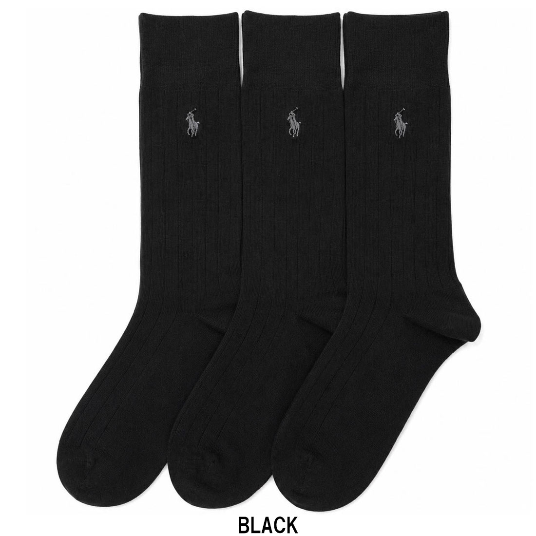 POLO RALPH LAUREN(ポロ ラルフローレン)メンズ ビジネス ソックス 3足セット ワンポイント ロゴ オススメ 人気 無地 男性 靴下 8092PK - 3