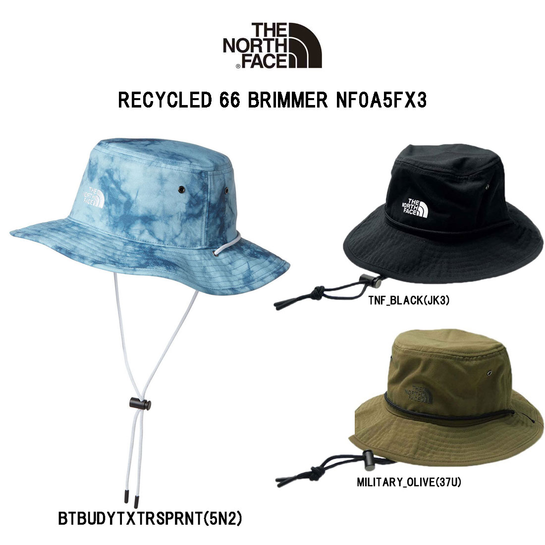 THE NORTH FACE ザノースフェイス バケットハット 帽子 紐付き メンズ レディース RECYCLED 66 BRIMMER NF0A5FX3