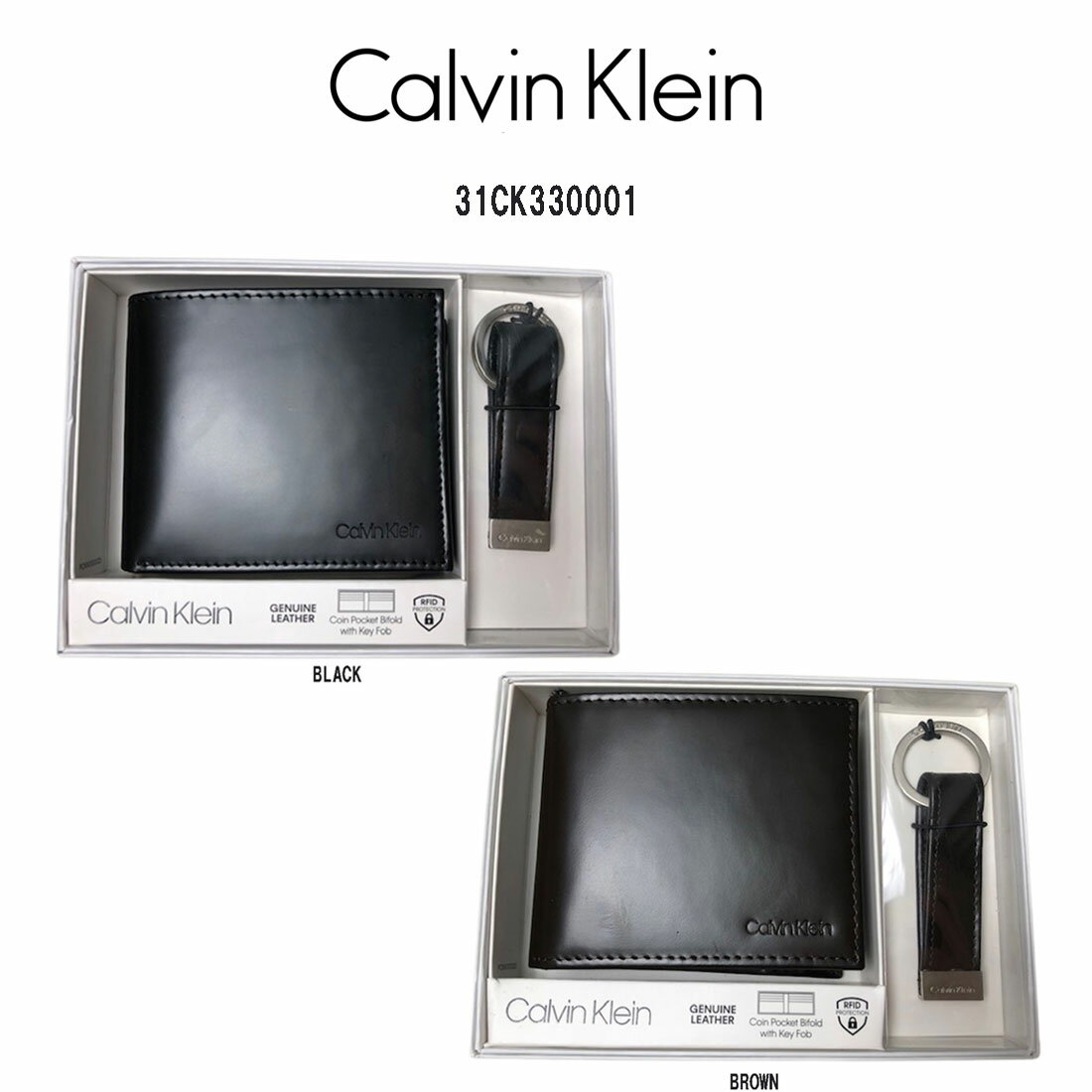 カルバンクライン 財布（メンズ） Calvin Klein(カルバンクライン)二つ折財布 小銭入れ付 レザー 本革 メンズ 31CK330001