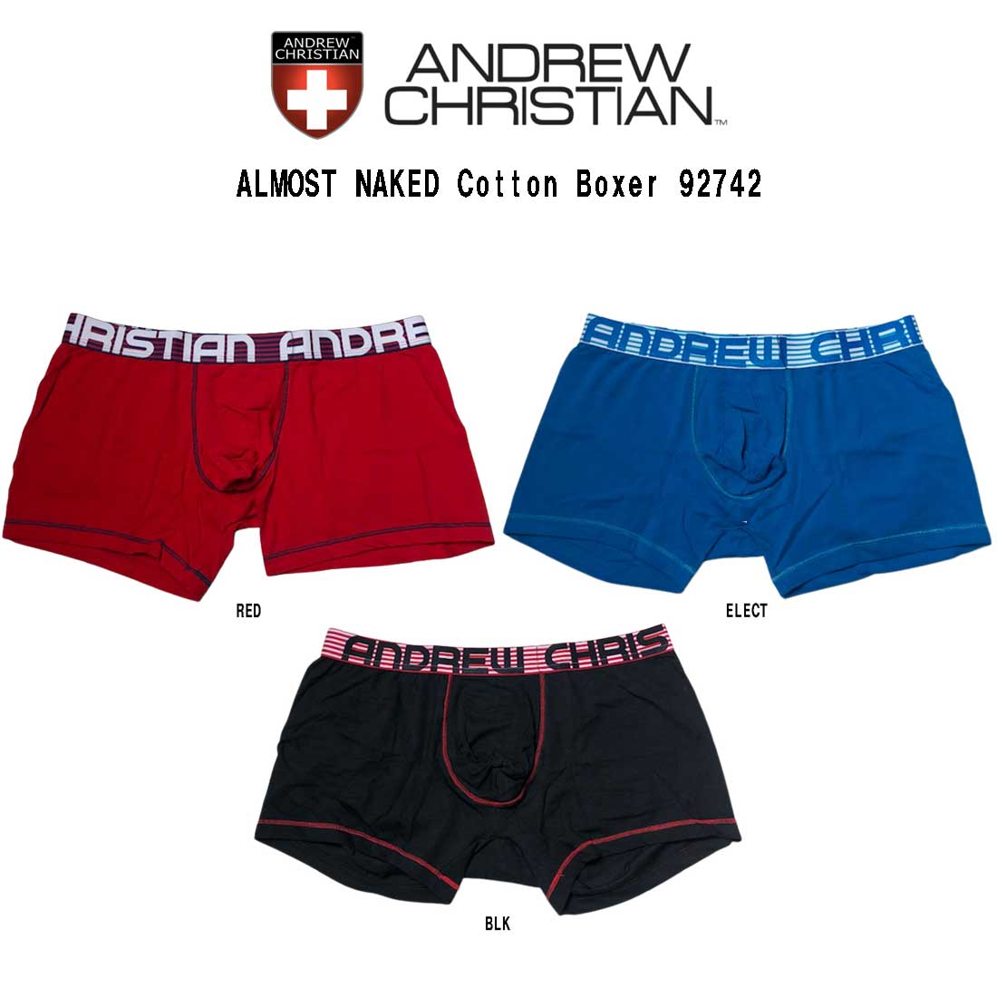 (SALE)ANDREW CHRISTIAN(アンドリュークリスチャン)ボクサーパンツ メンズ 下着 ALMOST NAKED Cotton Boxer 92742