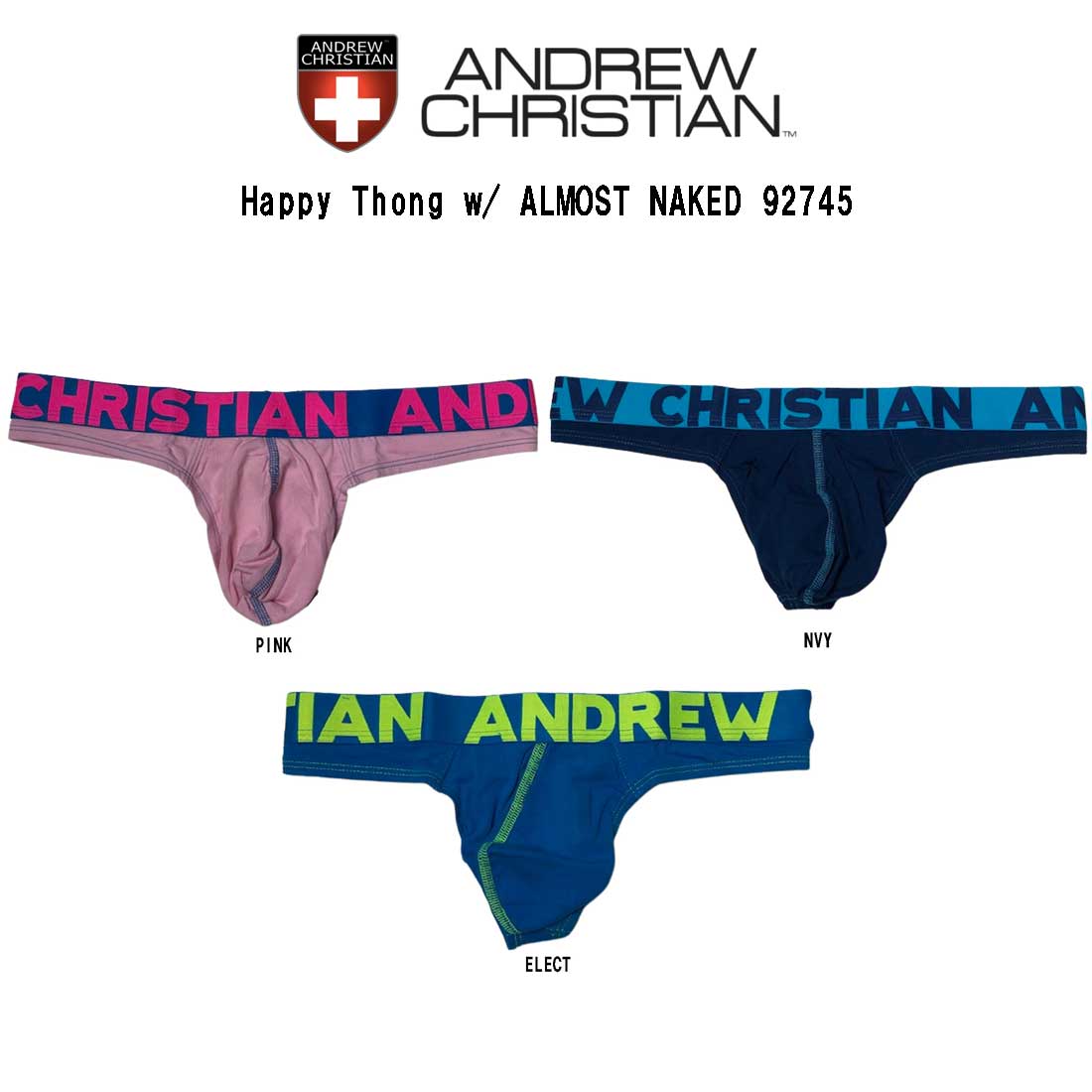 楽天UNDIE楽天市場店（SALE）ANDREW CHRISTIAN（アンドリュークリスチャン）ビキニ メンズ 下着 Happy Thong w/ ALMOST NAKED 92745