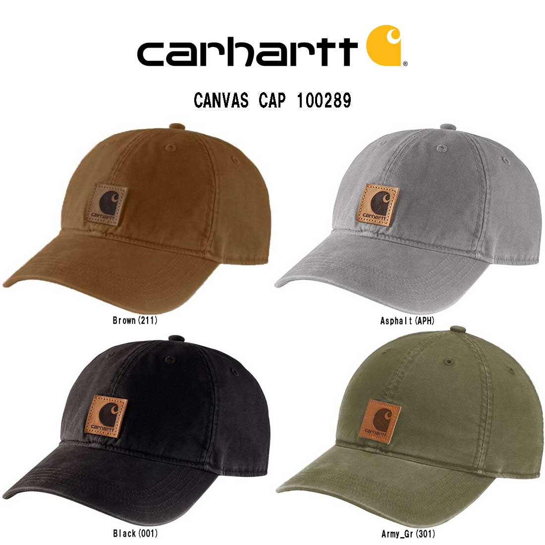 カーハート Carhartt(カーハート)キャップ アウトドア 綿100% 帽子 シンプル CANVAS CAP 100289