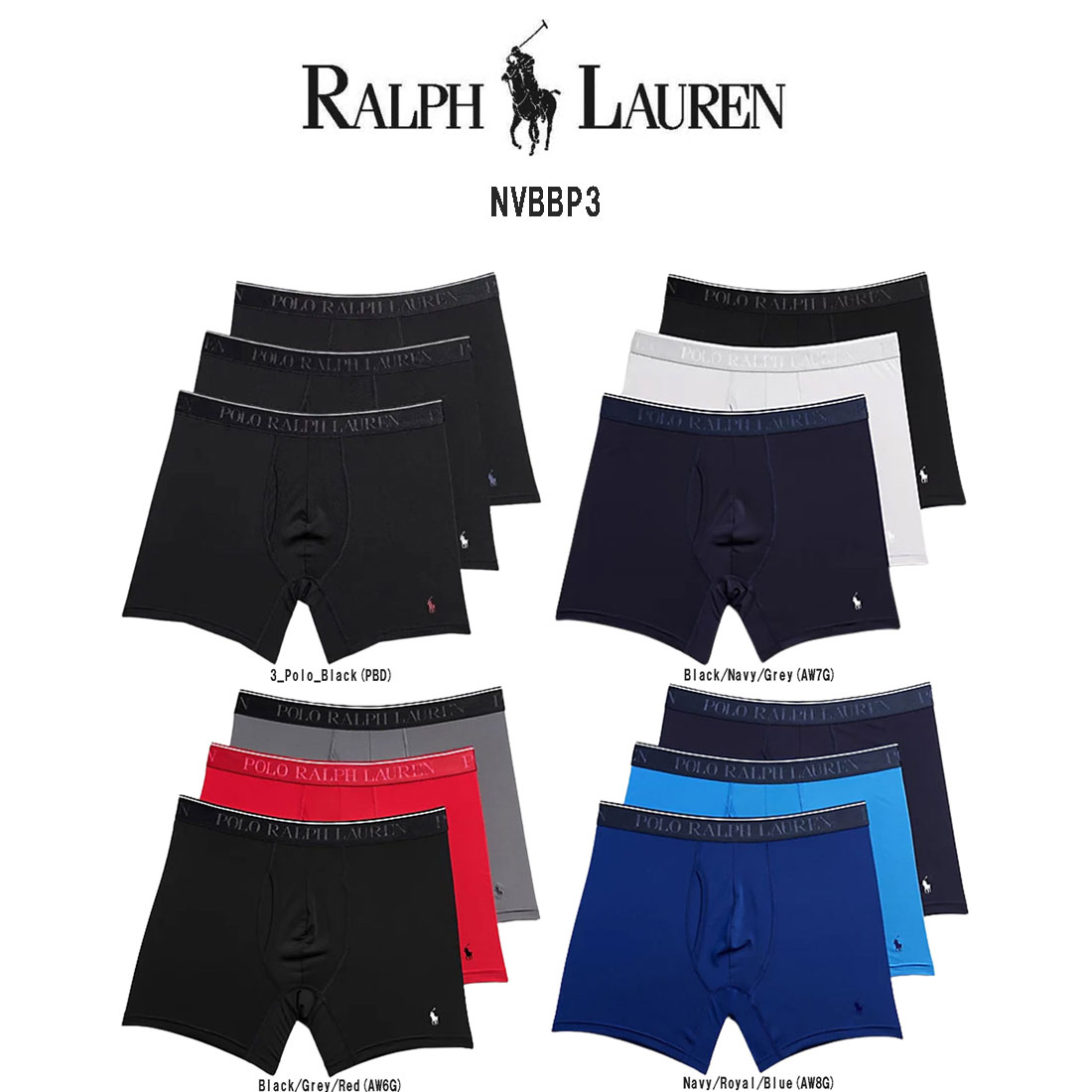 ポロ ラルフローレン ボクサーパンツ メンズ POLO RALPH LAUREN(ポロ ラルフローレン)ミドル ボクサーパンツ 3枚セット お買い得 パック メンズ 下着 Microfiber Classic Fit NVBBP3