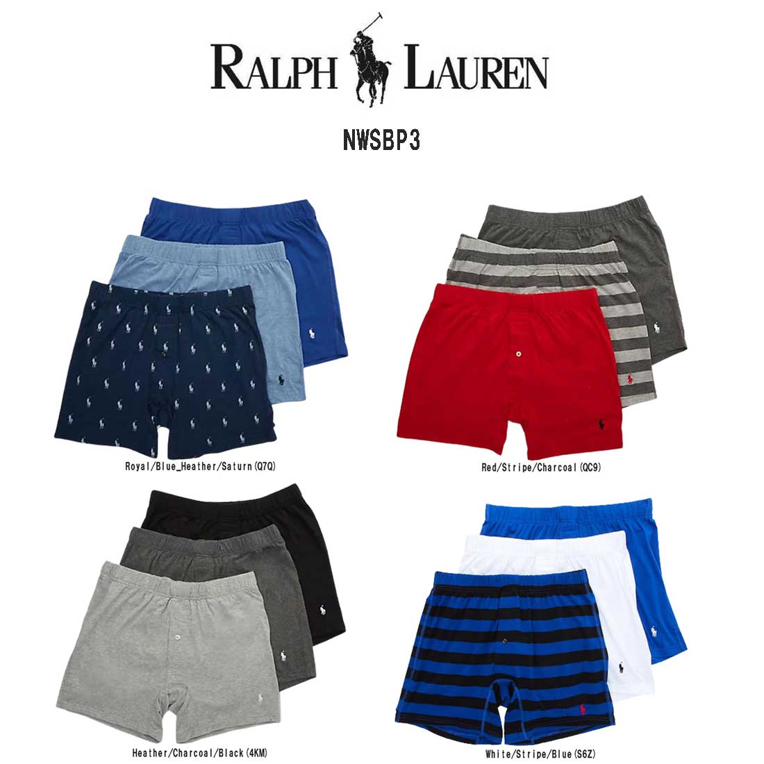 Polo Ralph Lauren POLO RALPH LAUREN(ポロ ラルフローレン)ニットボクサー トランクス 3枚セット お買い得 パック メンズ 下着 Stretch Classic Fit NWSBP3