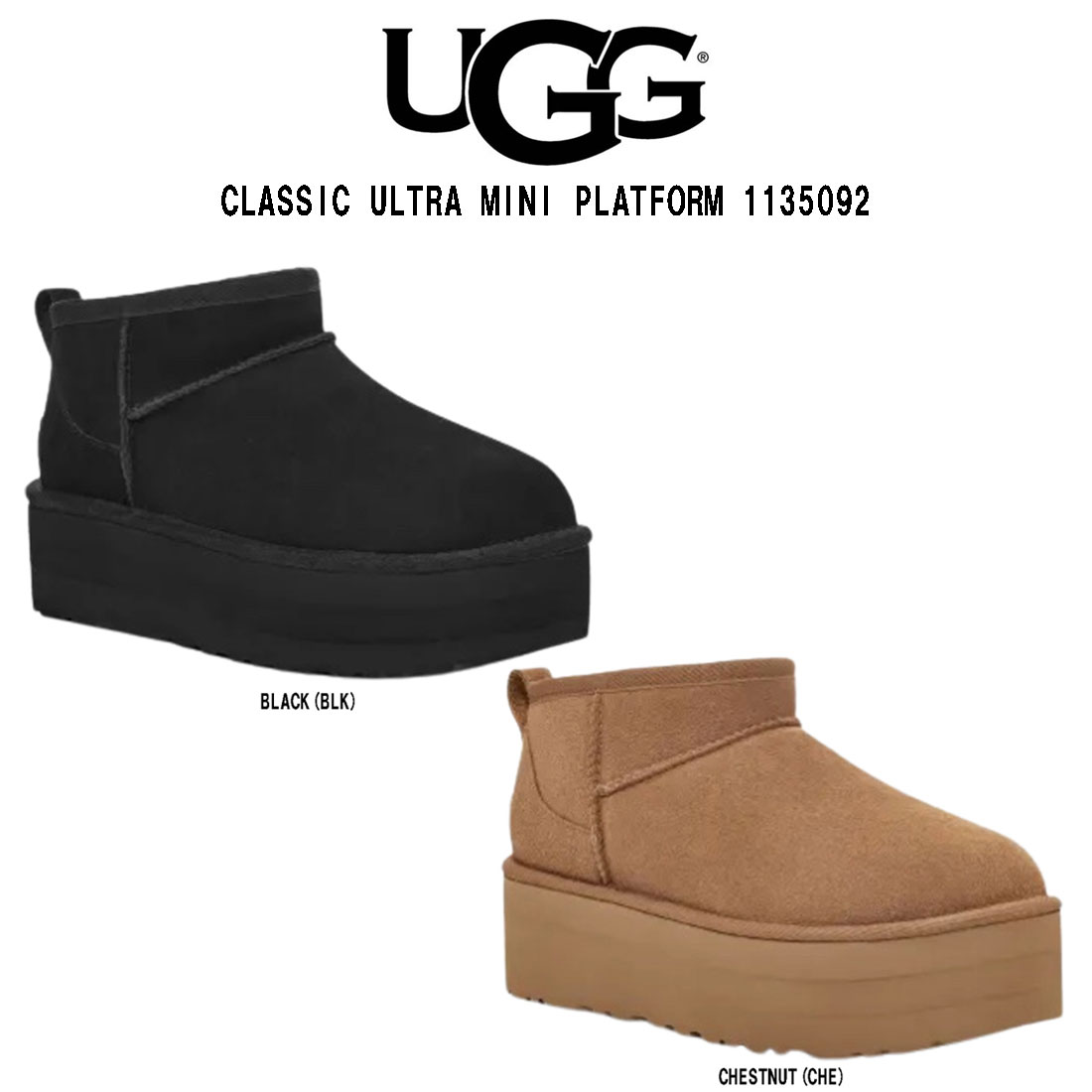 UGG(アグ)ブーツ ムートン 厚底 ショート クラシック ウルトラミニ プラットフォーム レディース CLASSIC ULTRA MINI PLATFORM 1135092