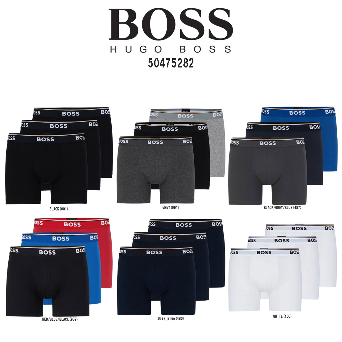 HUGO BOSS HUGO BOSS(ヒューゴボス)ボクサーパンツ ストレッチコットン 3枚セット 前閉じ 下着 メンズ 50475282