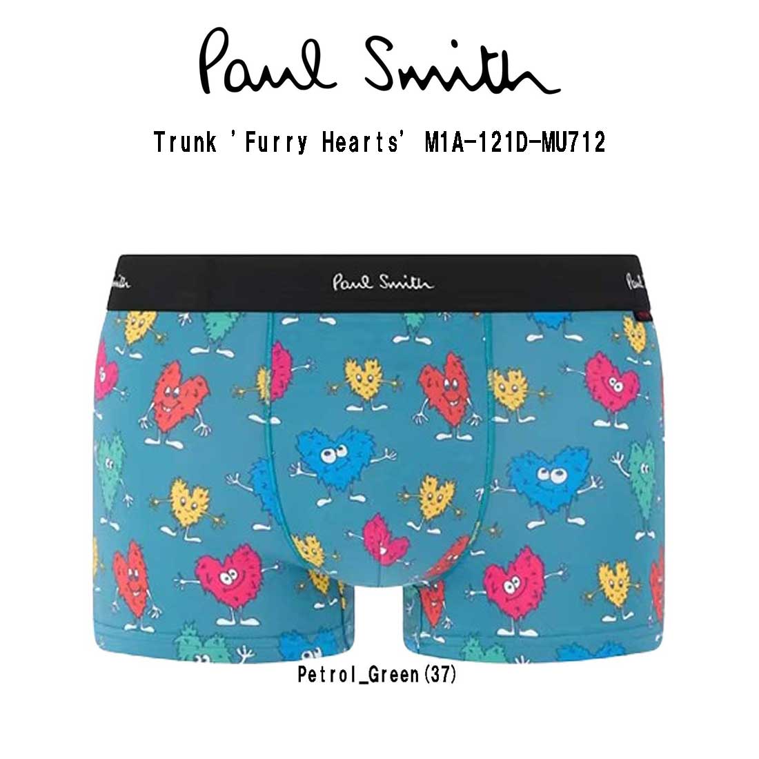 Paul Smith(ポールスミス)ボクサーパンツ 前閉じ ローライズ オーガニックコットン 総柄 男性用下着 メンズ Trunk 039 Furry Hearts 039 M1A-121D-MU712