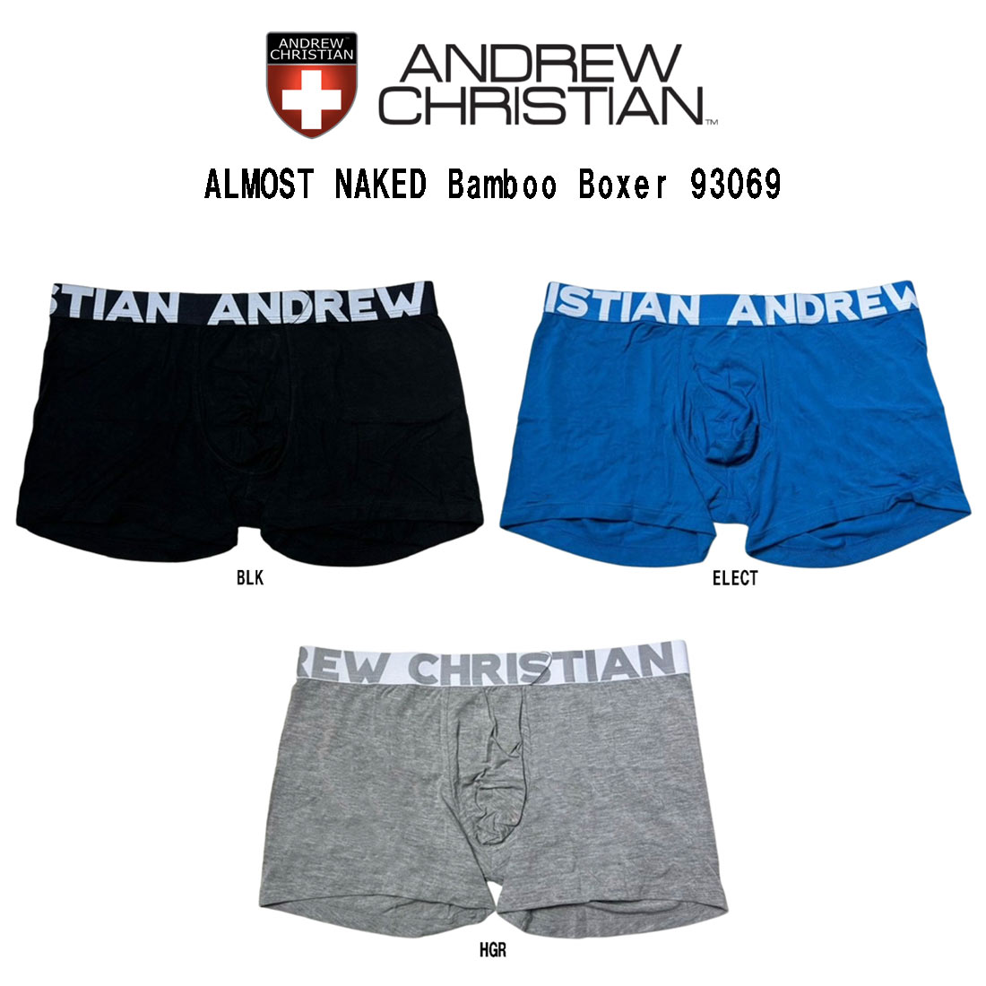 ANDREW CHRISTIAN(アンドリュークリスチャン)ボクサーパンツ アンダーウェア セクシー メンズ 下着 男性用 ALMOST NAKED Bamboo Boxer 93069