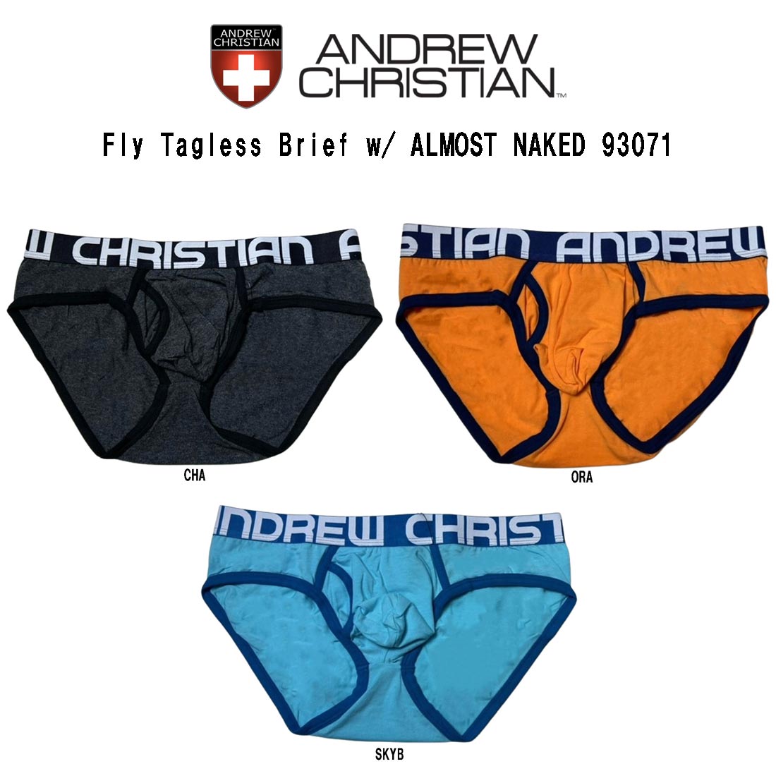ANDREW CHRISTIAN アンドリュークリスチャン ブリーフ パンツ アンダーウェア セクシー メンズ 下着 男性用 Fly Tagless Brief 93071