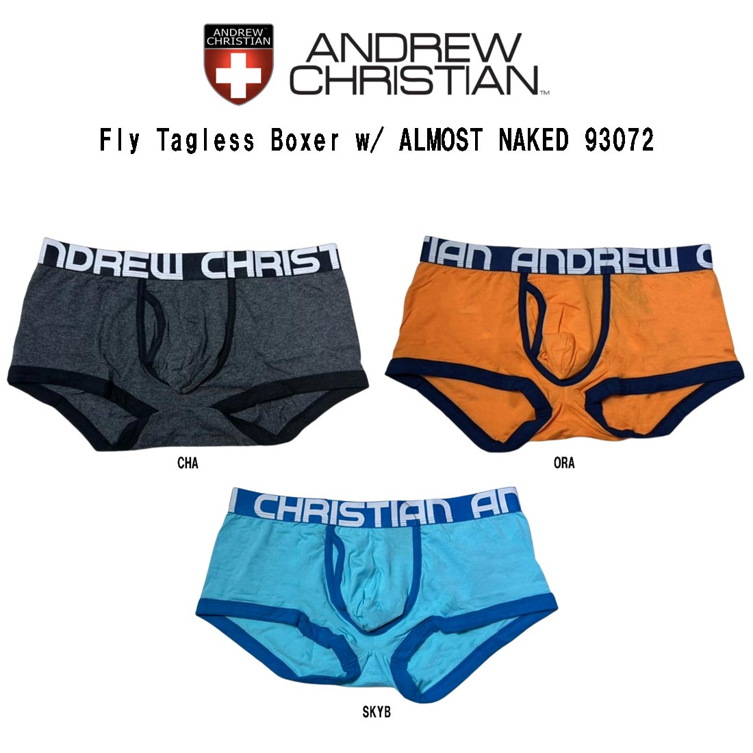 ANDREW CHRISTIAN(アンドリュークリスチャン)ボクサーパンツ アンダーウェア セクシー メンズ 下着 男性用 Fly Tagless Boxer 93072