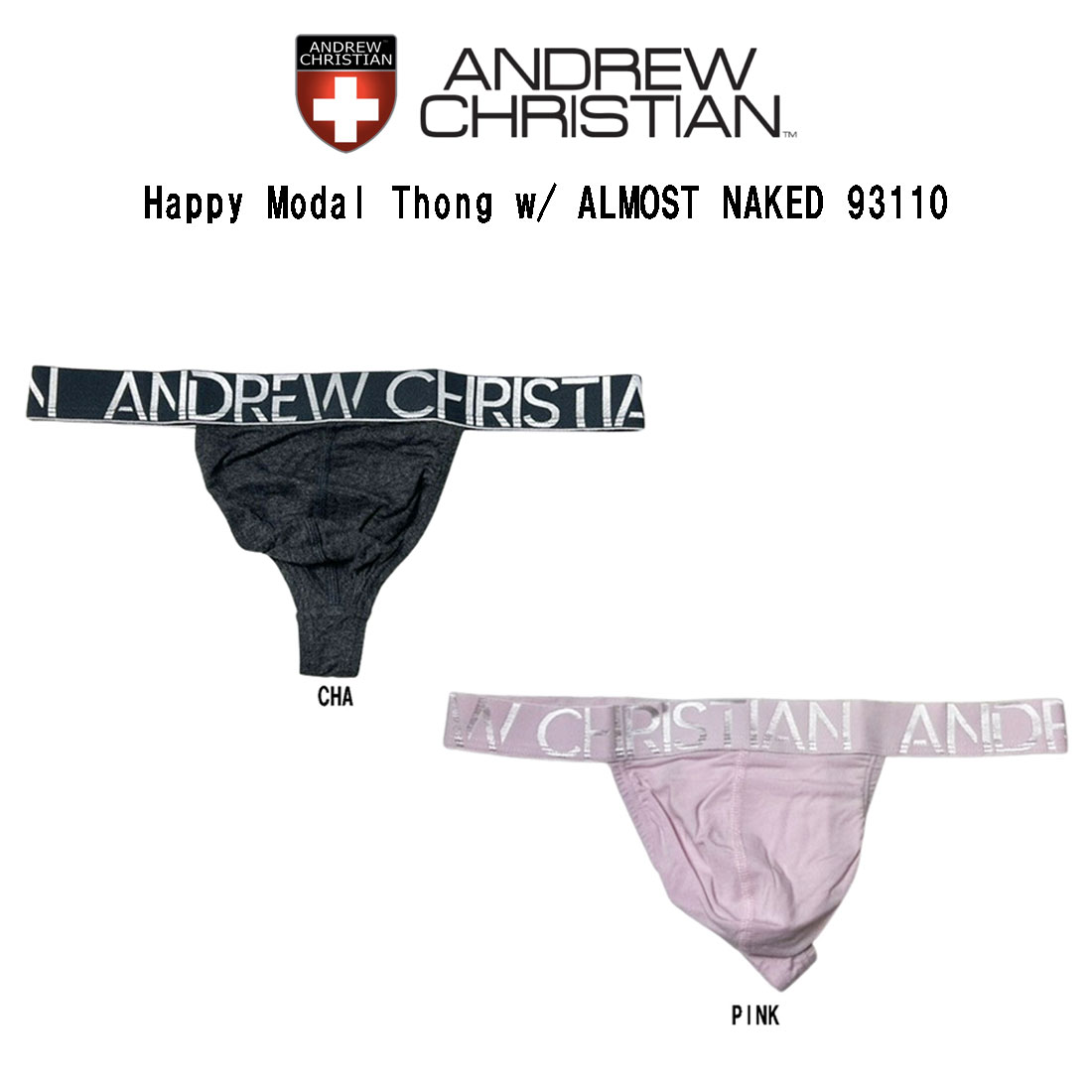 ANDREW CHRISTIAN(アンドリュークリスチャン)Tバック ビキニ アンダーウェア ソング メンズ 下着 男性用 Happy Modal Thong 93110