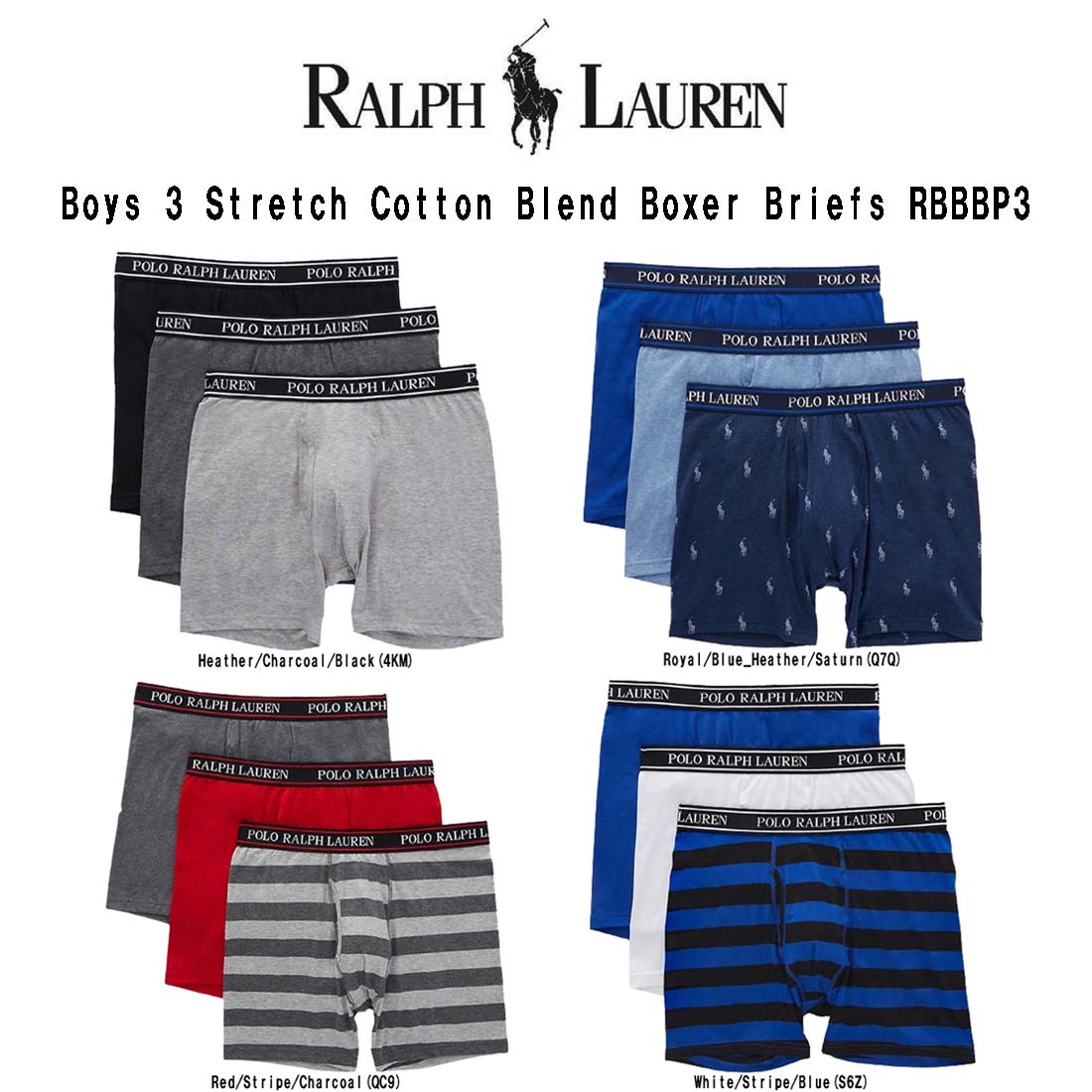 POLO RALPH LAUREN(ポロ ラルフローレン)ボクサーパンツ 前開き 3枚セット お買い得 パック キッズ 子供用 ボーイズ Boys Boxer Briefs RBBBP3