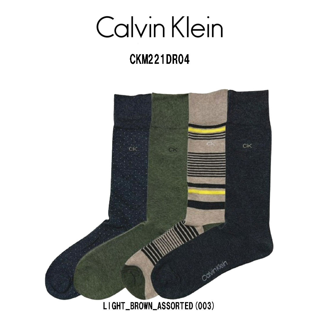 Calvin Klein(カルバンクライン)ソックス ビジネス クルー ストライプ アソート 4足セット 男性用 靴下 メンズ CKM221DR04