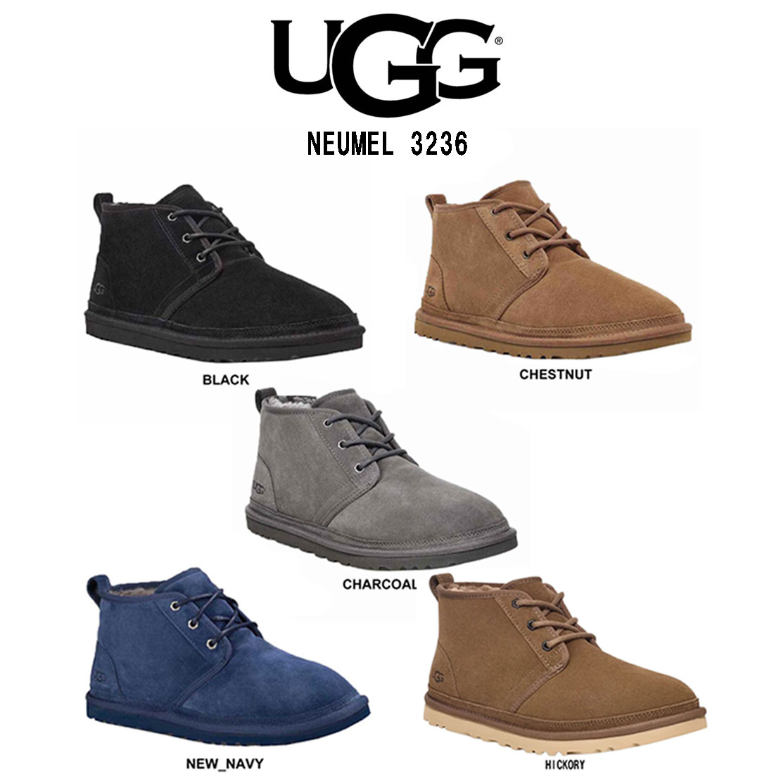 (SALE)UGG(アグ)ムートン ブーツ チャッカブーツ ショート レースアップ スエード ブラック カジュアル ニューメル メンズ 男性用 靴 M NEUM...
