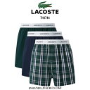 LACOSTE(ラコステ)トランクス ウーブンボクサー ワイド ロゴ コットン 3枚セット お買い得 パック 前開き メンズ 下着 男性用 Woven Boxe...