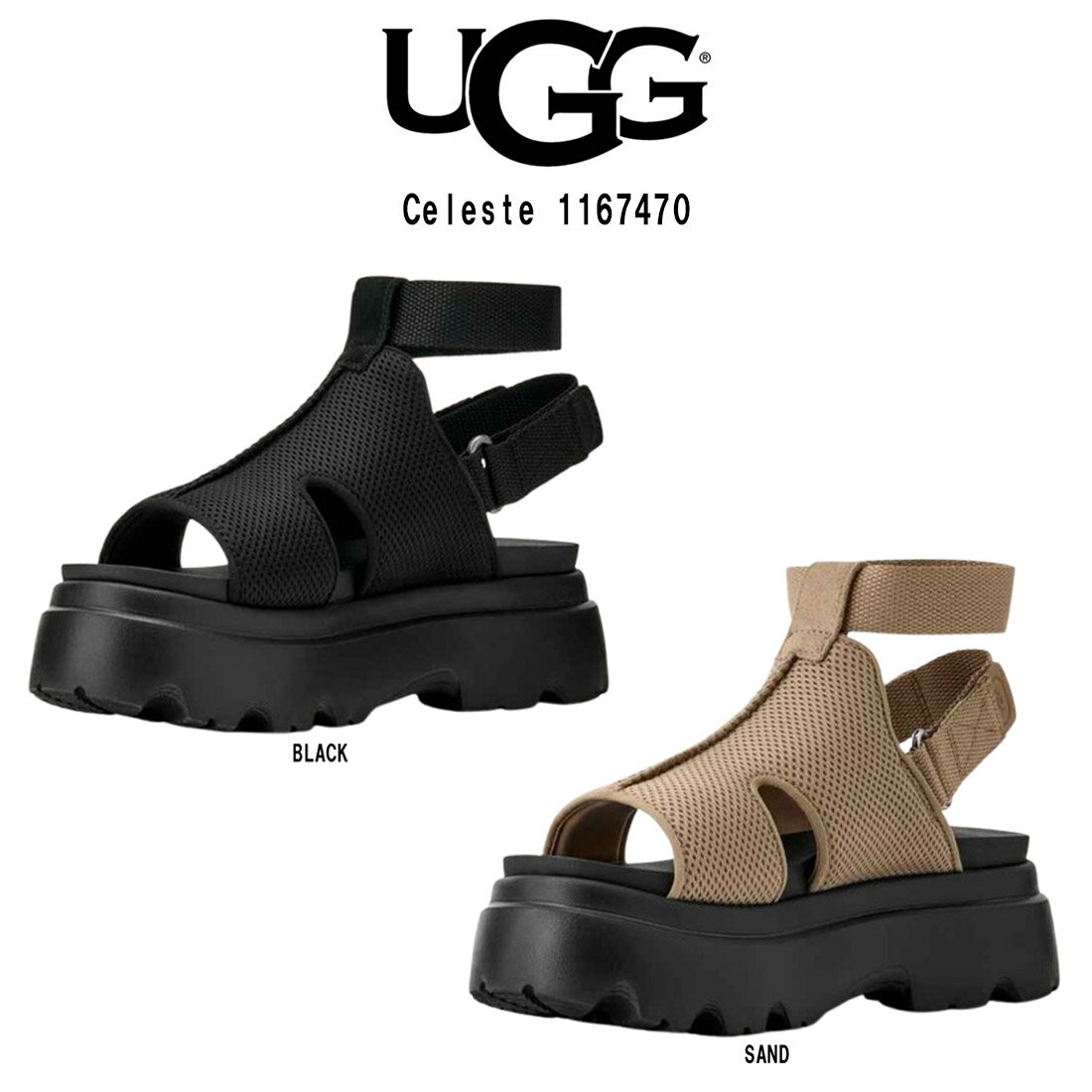 (SALE)UGG(アグ)サンダル セレスト ストラップ プラットフォーム 厚底 メッシュ 調節可能 レディース 女性用 靴 Celeste 1167470