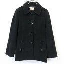 【中古】TRUSSARDI トラサルディ 42 レディース ステンカラーコート 起毛 ボタン留め 無地 長袖 アンゴラ×ウール(裏地：キュプラ100%) ブラック 黒