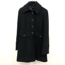 【中古】TOMMY HILFIGER トミーヒルフィガー S レディース 女性 ボタン留め コート 裏地付き 肩パッド入り 長袖 ウール×ナイロン ブラック 黒