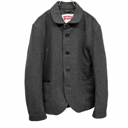【中古】リーバイス LEVI'S 微起毛 丸襟 パデッドジャケット ヘリンボーン 中綿 ボタン留め 長袖 ロングスリーブ M ヘザーグレー メンズ 【中古】リーバイス LEVI'S 微起毛 丸襟 パデッドジャケット ヘリンボーン 中綿 ボタン留め 長袖 ロングスリーブ M ヘザーグレー メンズ
