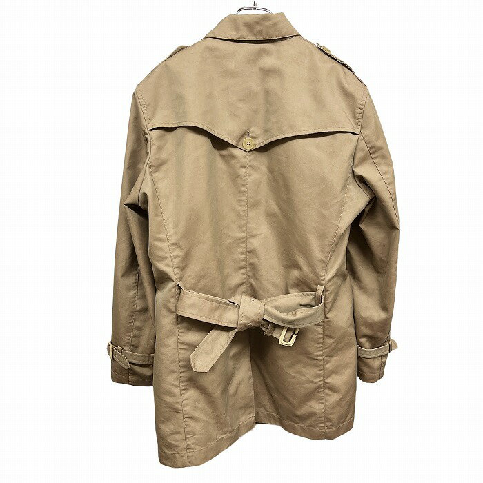 【中古】タケオキクチ TAKEO KIKUCHI トレンチコート 薄手の中綿入りのノースリーブライナー付き 無地 長袖 綿×ポリ L (3) ベージュ メンズ