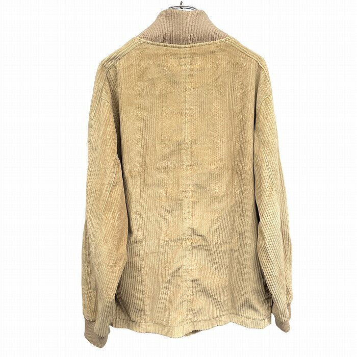【開催中|全品ポイント10倍|〜08/11(月)01:59まで＼8月お買い物マラソン／100〜2,000円OFFクーポン配布中】【中古】カンサイジーンズ コーデュロイジャケット ハイネック リブ襟 ジップアップ 無地 長袖 裏地無し 綿100% M ベージュブラウン 茶系 メンズ