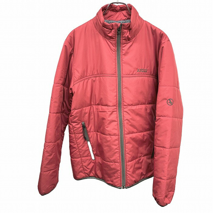 Rakuten - 【中古】[印象AB] AIGLE エーグル ジャケット レディース M ピンクレッド系 赤系×グレー ポリ100% ジップポケット 内ポケット無し チンガード 中綿入り ハイネック ジップアップ 長袖 ロゴ刺繍
