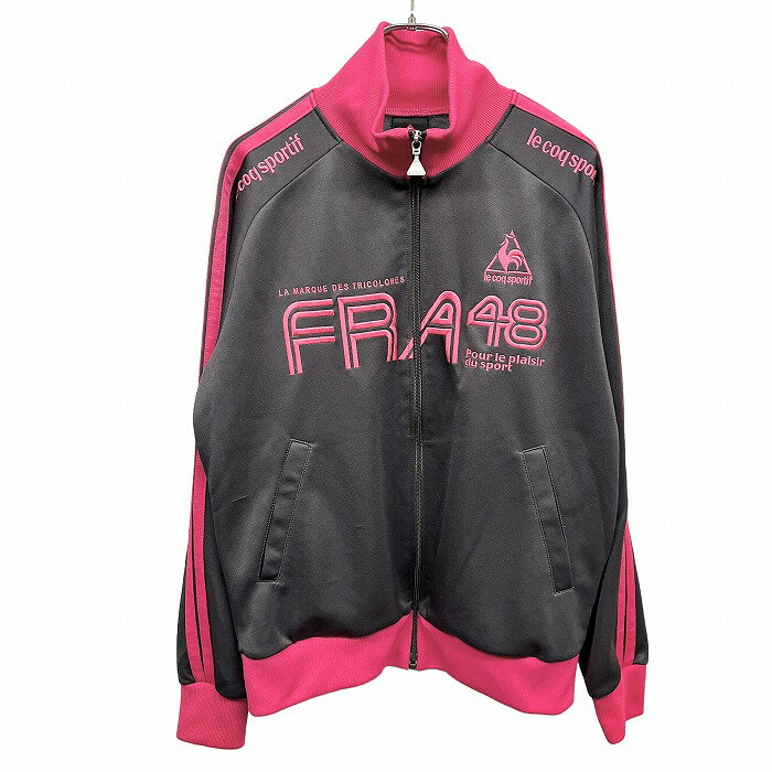 Rakuten - 【中古】[印象AB] le coq sportif ルコックスポルティフ ジャージ / トラックジャケット メンズ M ピンク ピンク×グレー ポリ100% 刺繍 ハイネック ラグランスリーブ 長袖
