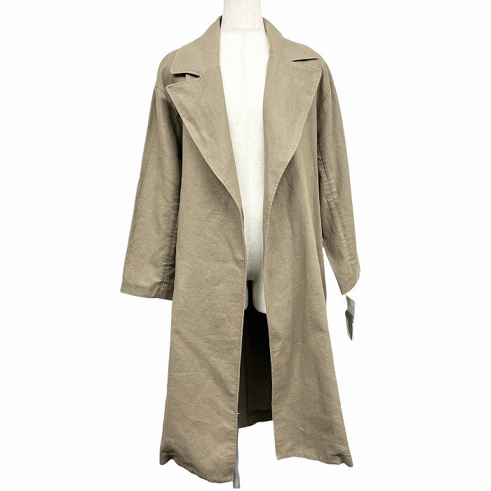 【全品ポイント10倍|開催中|SALE商品多数!!|〜06/11(水)01:59まで\6月楽天スーパーSALE/クーポン配布中】ドゥアルシーヴ 【新品】Doux archkves ベルテッドガウンコート 無地 長袖 ボタンなど無し 麻×綿 リネン×コットン M ベージュ レディース
