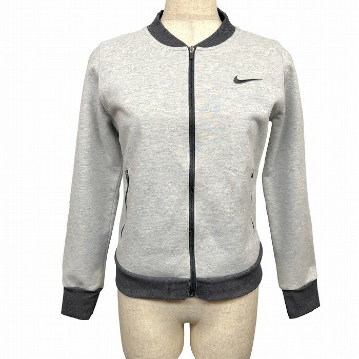 【中古】ナイキゴルフ NIKE GOLF カットソーブルゾン ジャケット ジップアップ 長袖 ポリ×ウール M ヘザーオフホワイト (グレーMIX) レディース(4.0)