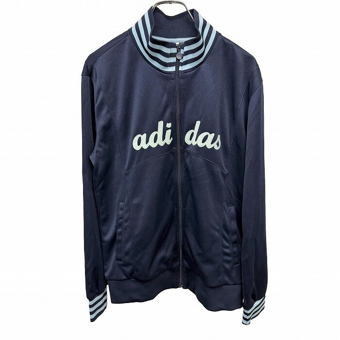 Rakuten - 【新品/訳アリ】[印象NB] adidas アディダス ジャージジャケット レディース LL OT ネイビー 紺×青×緑 ポリ100% ハイネック フルジップ 一部ラメプリント フロッキープリント 長袖