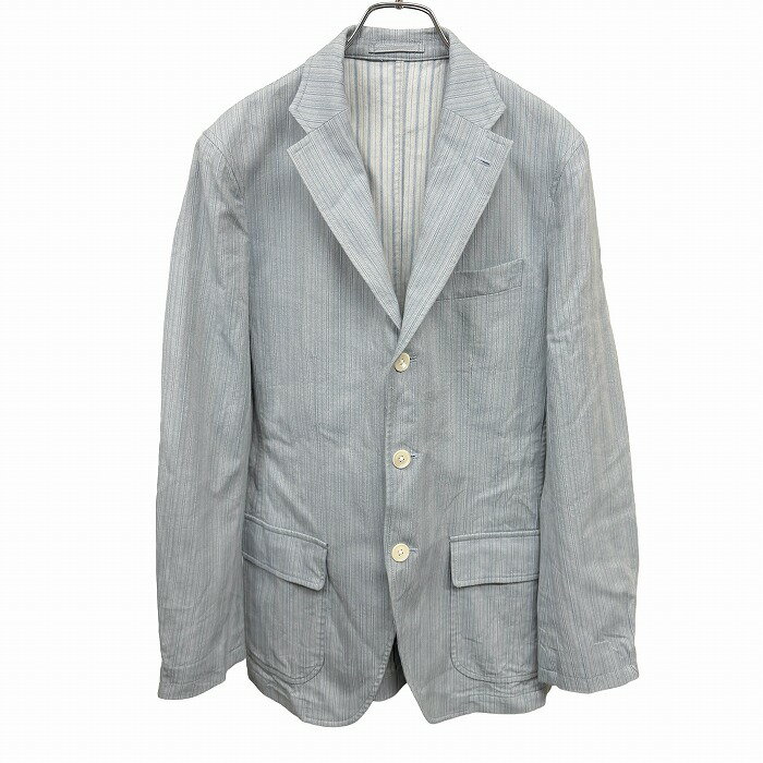 樂天商城 - 【中古】[印象AB] UNITED ARROWS ユナイテッドアローズ テーラードジャケット メンズ 46 ブルー 青×白 綿100% コットン 袖は開き見せ センターベント 内ポケット×2 ストライプ 裏地無し 長袖 3つボタン留め